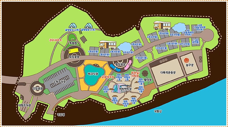 단호샌드파크 캠핑장 배치도 1